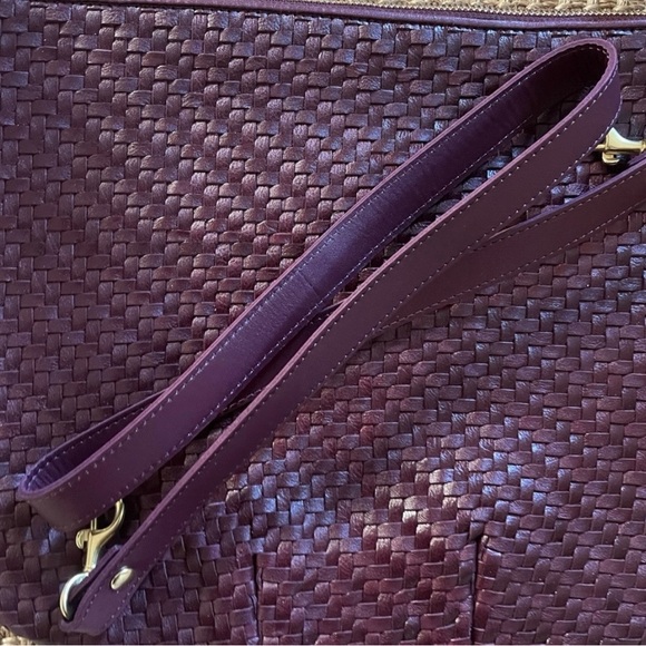 NEW Clare V Moyen Cassis wine burgundy maroon woven crossbody leather bag hobo - Picture 6 of 11